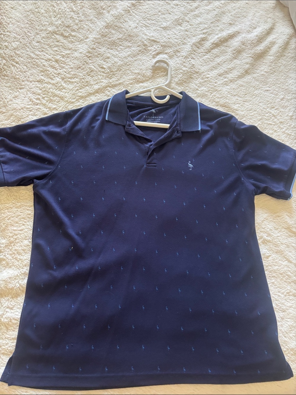 Tailorbyrd Navy Polo with Subtle Tonal Motif